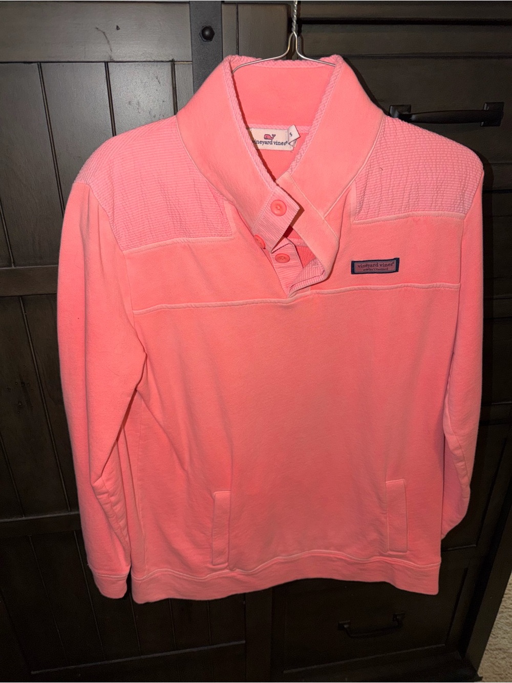 Vineyard Vines Coral-Pink Mock Collar Pullover